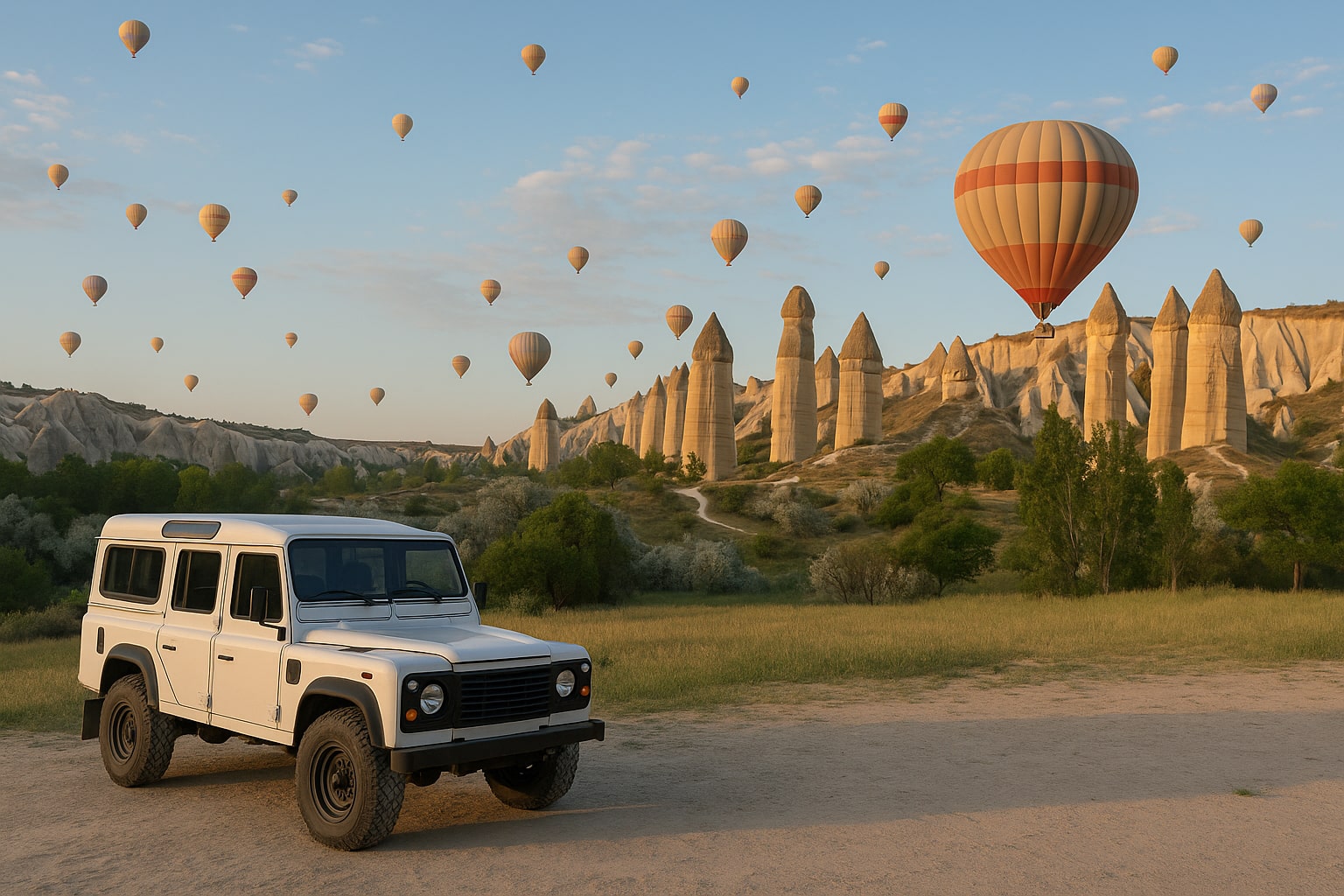 Private barbecue setup at sunset overlooking the Cappadocia valleys